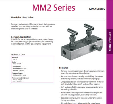 MM2 Series - 2 Valve B&B SP Manifold
